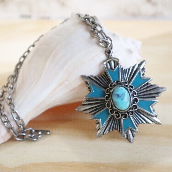 Vintage Statement Necklace Turquoise 12 Inch - Picture 6 of 8